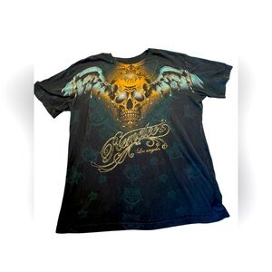 Y2K Remetee by Affliction graphic skull wings biker T-Shirt XL